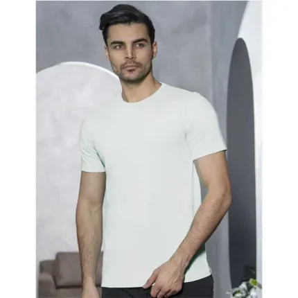 تیشرت یقه گرد مردانه سفید