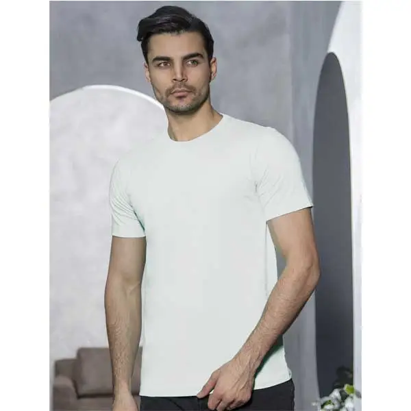 تیشرت یقه گرد مردانه سفید