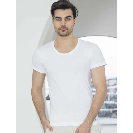 زیرپوش مردانه نیم آستین ساده سفید