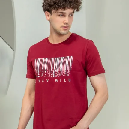 تیشرت مردانه یقه گرد چاپی (stay wild)