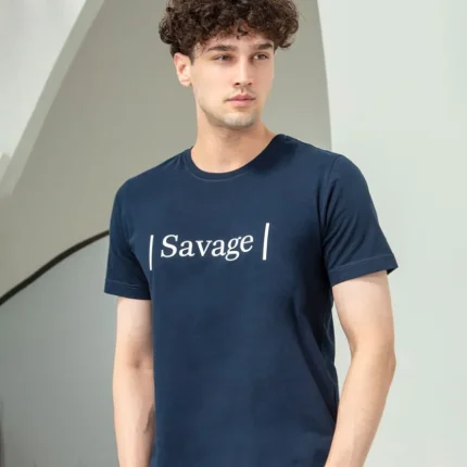 تیشرت مردانه یقه گرد چاپی ( savage )