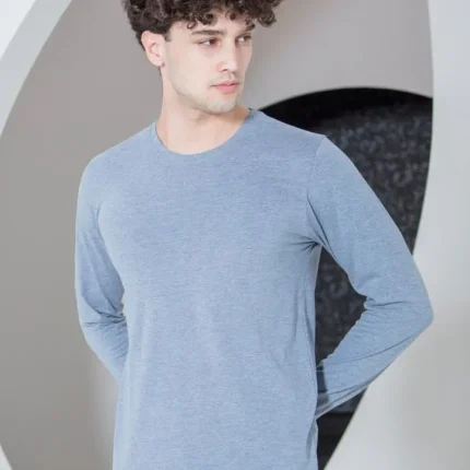 بلوز مردانه آستین بلند یقه گرد کشی