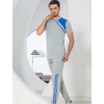 ست مردانه تیشرت نوار دوزی و شلوار دمپاکش