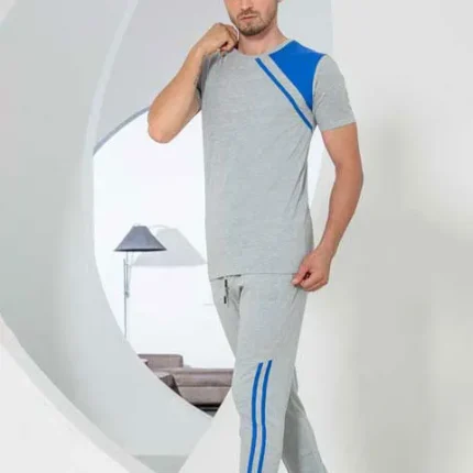 ست مردانه تیشرت نوار دوزی و شلوار دمپاکش