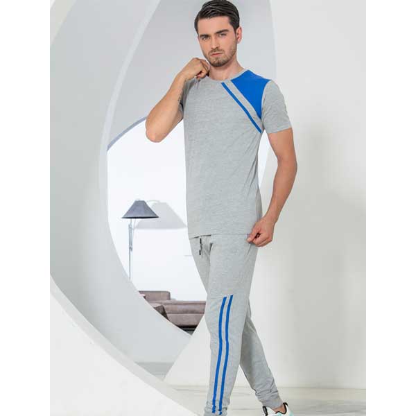 ست مردانه تیشرت نوار دوزی و شلوار دمپاکش