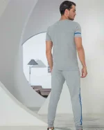 ست مردانه تیشرت نوار دوزی و شلوار دمپاکش