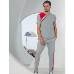 ست مردانه تیشرت نوار دوزی و شلوار دمپاکش