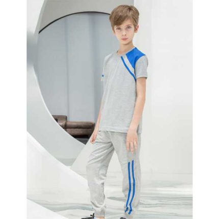 ست پسرانه تیشرت نوار دوزی و شلوار دمپاکش