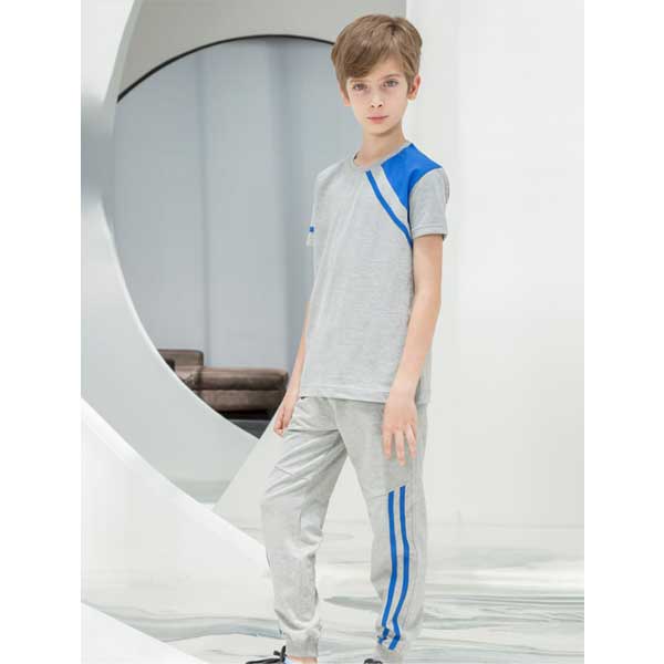 ست پسرانه تیشرت نوار دوزی و شلوار دمپاکش