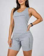 ست زنانه رکابی وشلوارک ملانژ چاپدار (MIXTE SPORT)