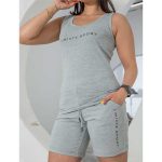 ست زنانه رکابی وشلوارک ملانژ چاپدار (MIXTE SPORT)