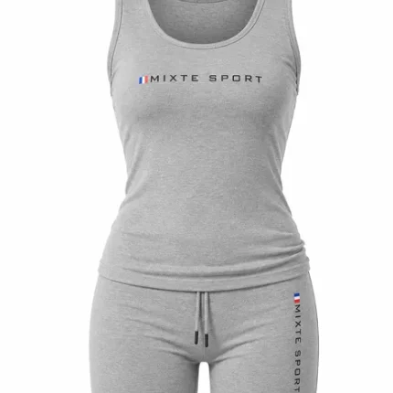 ست زنانه رکابی وشلوارک ملانژ چاپدار (MIXTE SPORT)