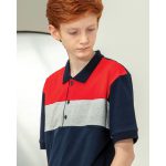 ست پسرانه تیشرت یقه دار دو دکمه و شلوار جیبدار