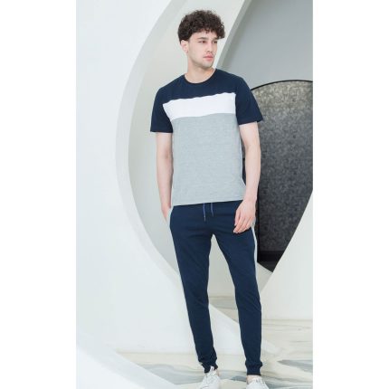 ست تیشرت مردانه تکه دوزی و شلوار تکه دوزی مچدار