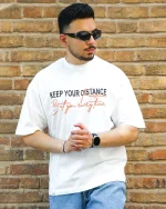 تیشرت مردانه keep your distance رنگ سفید