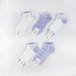 جوراب مچی زنانه - سفید و بنفش طرحدار