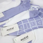 جوراب مچی زنانه - سفید و بنفش طرحدار - تصویر 2