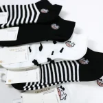 جوراب مچی زنانه - سیاه و سفید طرح گاو - تصویر 2