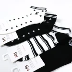 جوراب مچی زنانه - سیاه و سفید طرحدار - تصویر 2