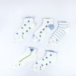 جوراب مچی زنانه - سفید و نیلی طرحدار