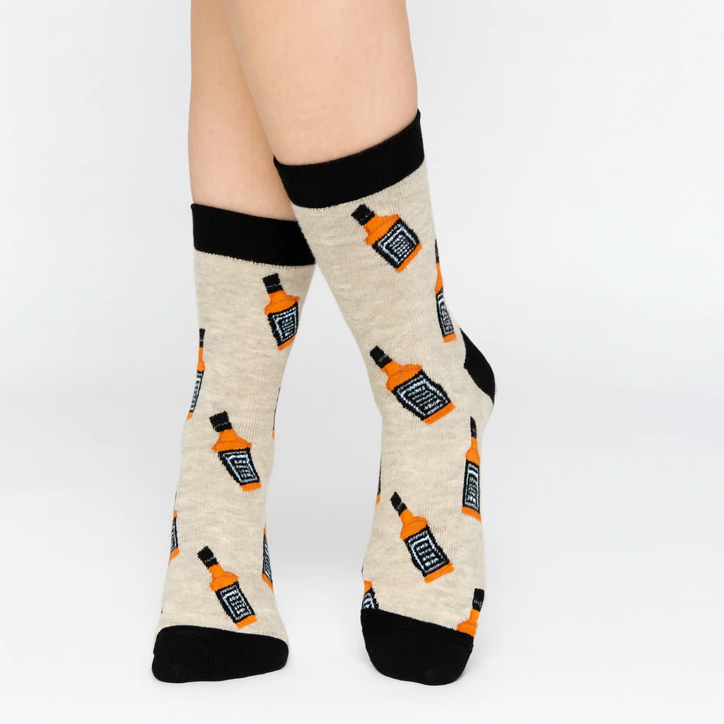 جوراب ساق بلند زنانه هپی ساکس طرح بطری