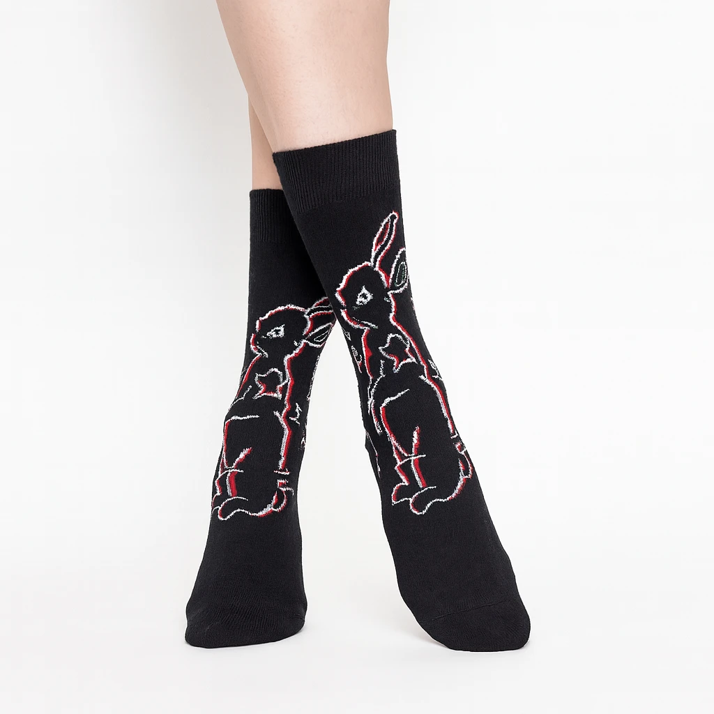 جوراب ساق بلند زنانه هپی ساکس طرح خرگوش