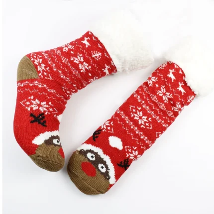 جوراب پشمی داخل تدی بلند زنانه طرح کریسمس