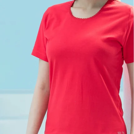 تیشرت زنانه یقه گیپور ساده رنگی بلکس
