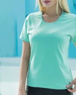 تیشرت زنانه یقه گیپور ساده رنگی بلکس