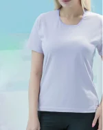 تیشرت زنانه یقه گیپور ساده رنگی بلکس
