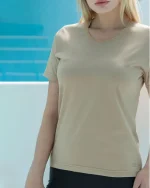 تیشرت زنانه یقه گیپور ساده رنگی بلکس