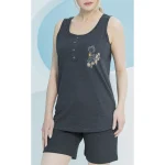 ست زنانه رکابی و شلوارک گلدوزی شده بلکس