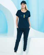 ست زنانه تیشرت چاپدار و شلوار بلکس