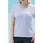 تیشرت زنانه یقه گیپور ساده رنگی بلکس - تصویر 6