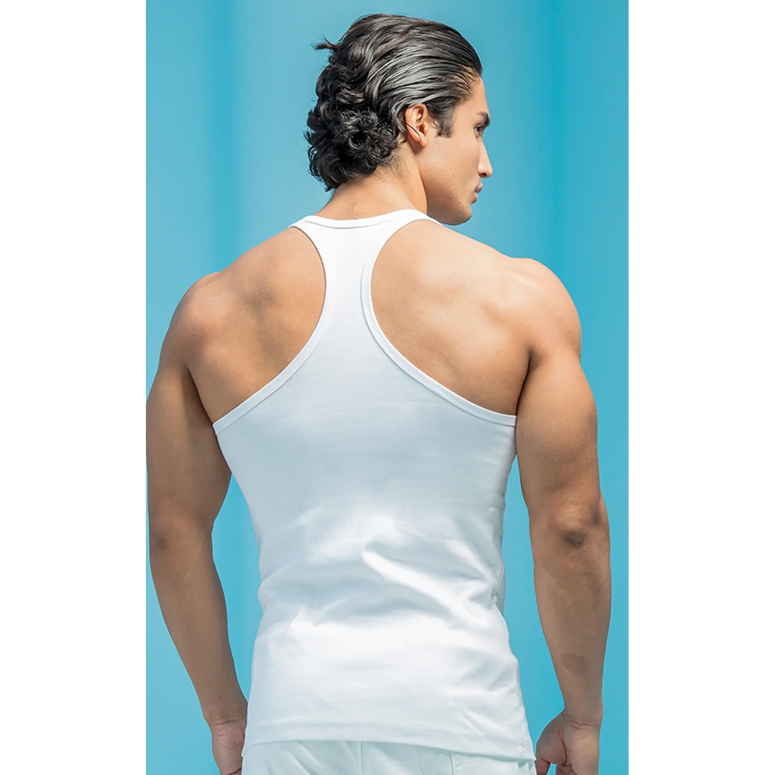 زيرپوش مردانه ركابی پشت ورزشی سفيد