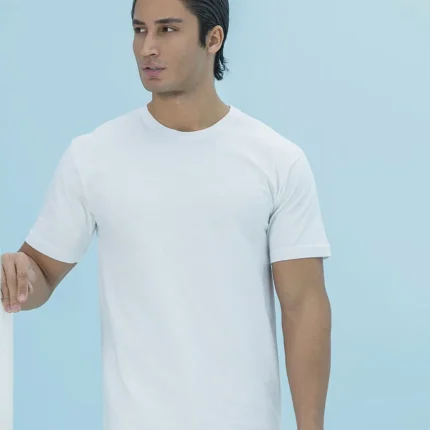 تیشرت يقه گرد سفيد مردانه بلکس