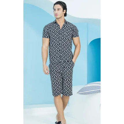 ست مردانه پیراهن و شلوارک طرح سکه مردانه - بلکس