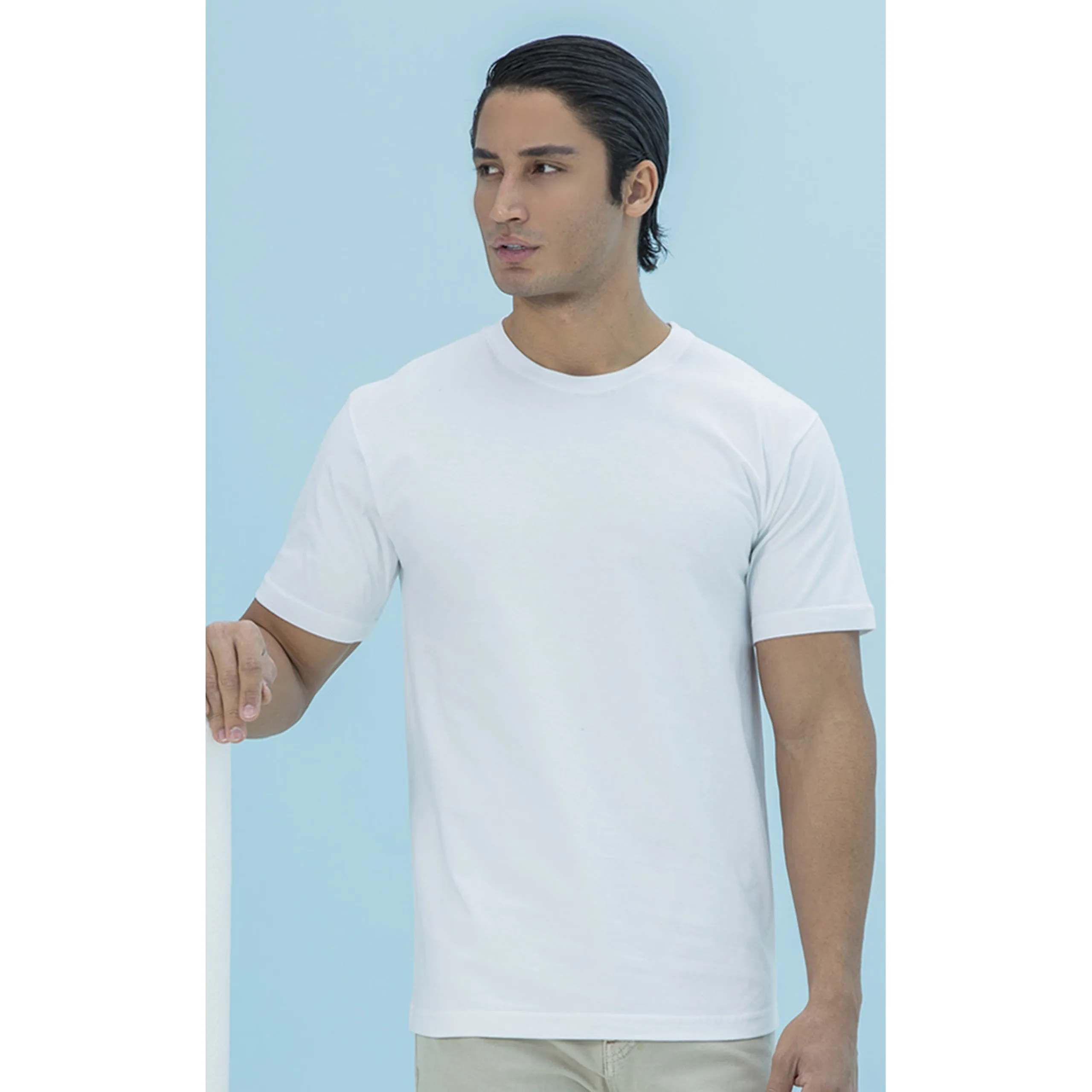 تیشرت يقه گرد سفيد مردانه بلکس