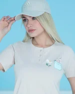 ست زنانه تیشرت سه دگمه و شلوارک چاپدار بلکس