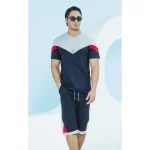 ست مردانه تیشرت تکه دوزی و شلوارک بلکس