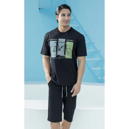 ست مردانه تی شرت و شلوارک بلکس - طرح دوچرخه