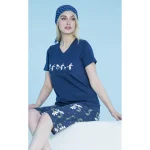 ست زنانه تیشرت یقه هفت و شلوارک چاپدار بلکس - تصویر 2