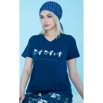 ست زنانه تیشرت یقه هفت و شلوارک چاپدار بلکس - تصویر 3