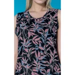 پیراهن آستین حلقه یقه گرد چاپدار بلکس - طرح برگ مشکی - تصویر 2