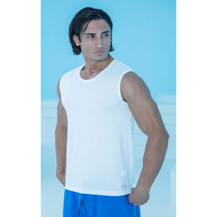 زیرپوش مردانه آستین حلقه ای ساده سفید بلکس