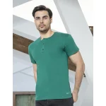 زیرپوش مردانه نیم آستین یقه سه دکمه ساده رنگی