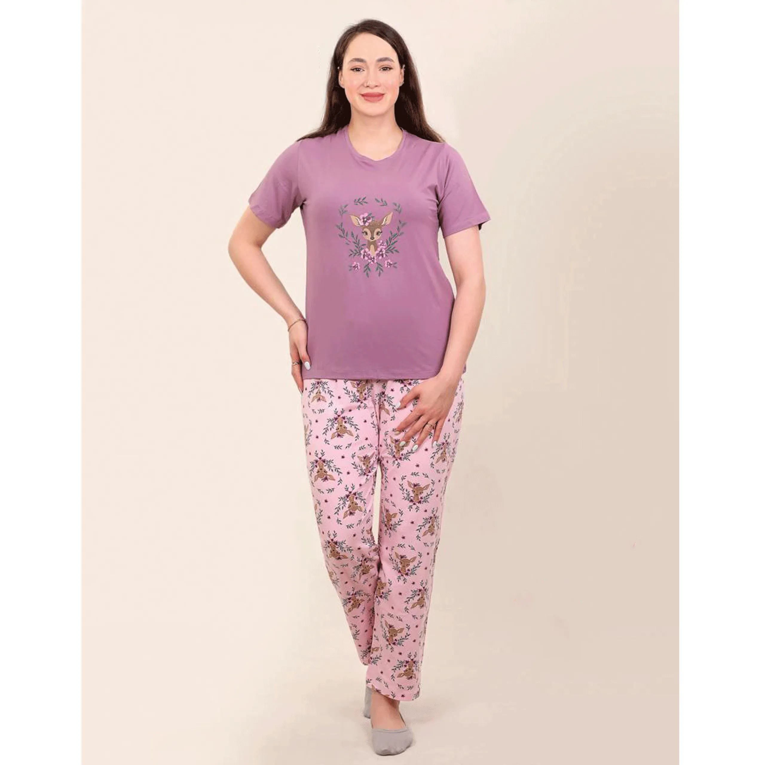 ست تیشرت و شلوار طرح آهو sidaris