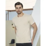 زیرپوش مردانه نیم آستین یقه سه دکمه ساده رنگی