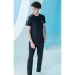 ست مردانه تیشرت تکه دوزی و شلوار پشت دورس