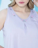 پیراهن یقه چاکدار گلدوزی شده زنانه بلکس